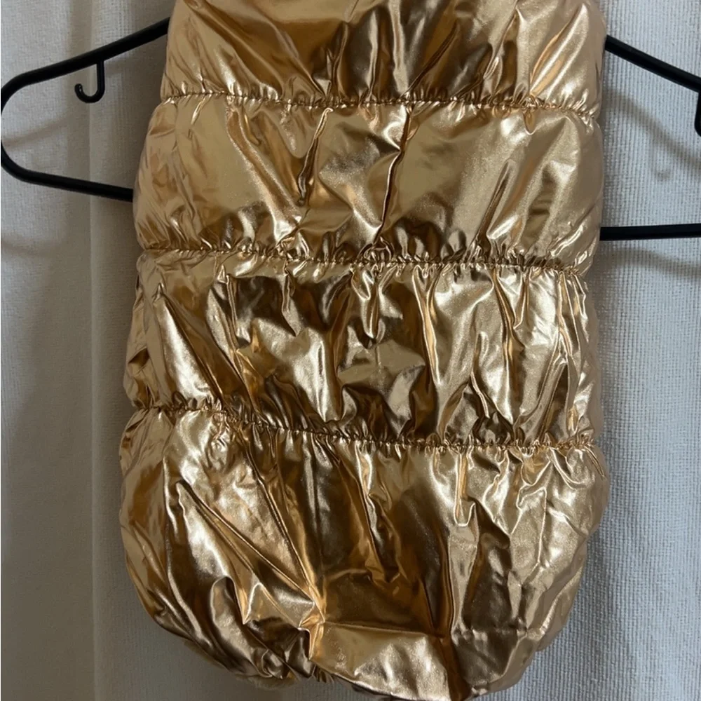 Dog Winter Puffer Jacket Size M gold Warm Pet Coat Dog Clothes Cozy